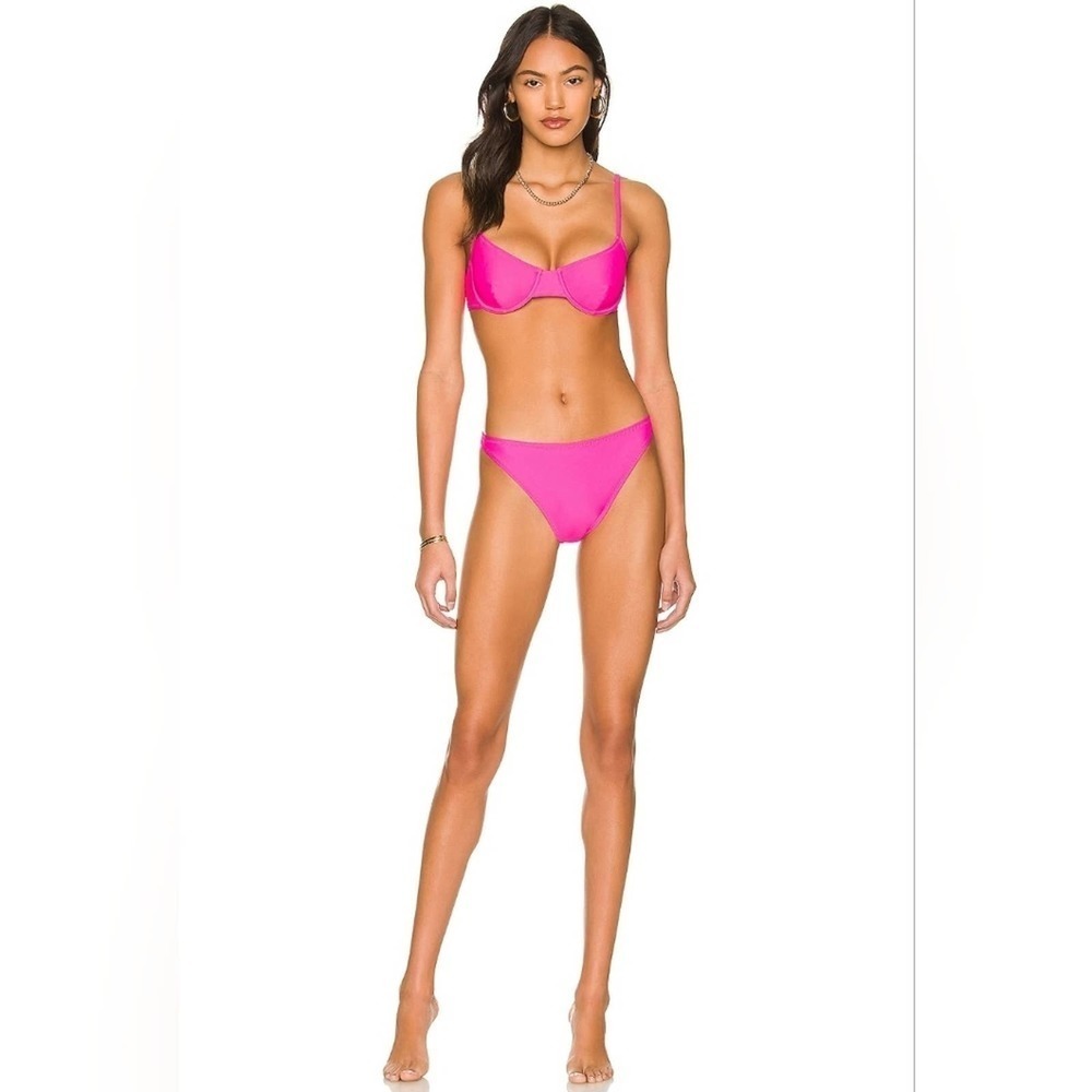 Solid & Striped The Logan Bikini Bottom in Fluorescent Pink, Size Small